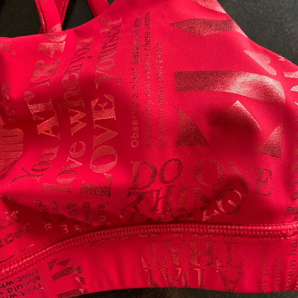 NWOT lululemon red foil manifesto energy bra. 6 - Picture 3 of 5